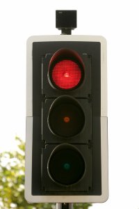 Description=19th September 2006. Pic: Paul Rogers A traffic signal showing red.